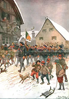 Marching Band Prints: Nos chasseurs en Haute-Alsace (Saint-Amarin), 1915 Creator: Georges Bertin Scott