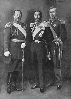 Albert I Prints: Nos Grands Allies; Nicolas II, George V, Albert I Roi des Belges, 1914. Creator: Unknown