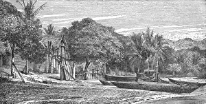 Madagascar Prints: Nossi-be, Madagascar; A Birds-eye View of Madagascar, 1875. Creator: M.D Charnay
