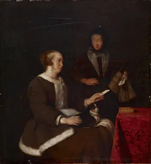 Fur Trim Prints: The Note, 17th century. Creator: Gabriel Metsu