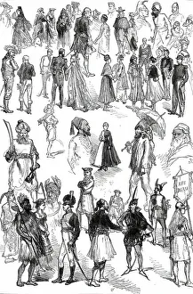 Major Hg Robley Prints: Notes at the Fancy-Dress Ball at Dublin Castle, 1876. Creator: Unknown