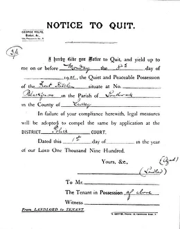 Eviction Prints: Notice to Quit, 1900 (1901)