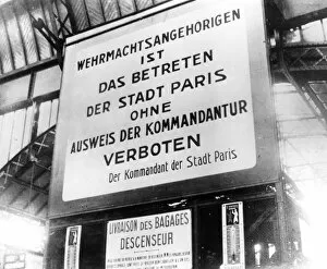 Restriction Gallery: Notice in a railway station in German-occupied Paris, 17 July 1940