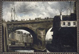 Pump House Prints: The Notre-Dame bridge and pump, 1825. Creator: Louis-Godefroy Jadin