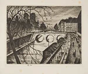 Notre Dame, Les Quais de Paris, pub. 1931. Creator: Christopher Richard Wynne Nevinson