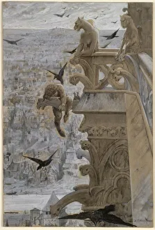 Pen And Black Ink Prints: Notre-Dame de Paris, c. 1881. Creator: Luc-Olivier Merson (French, 1846-1920)
