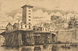 Notre Dame Gallery: The Notre-Dame Pump, Paris, 1852. Creator: Charles Meryon