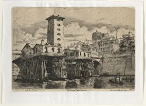 Charles Meryon French Prints: Notre Dame Pumphouse, Paris, 1852. Creator: Charles Meryon (French, 1821-1868)