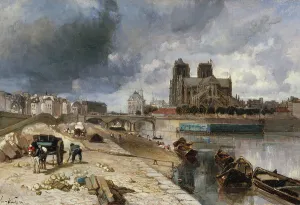 Johann B Jongkind Prints: Notre-Dame seen from Quai de la Tournelle, 1852. Creator: Johan Barthold Jongkind