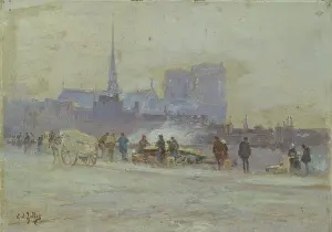 Misty Prints: Notre-Dame, seen from the quay at the Hotel-de-Ville, c1900. Creator: Eugene Louis Gillot