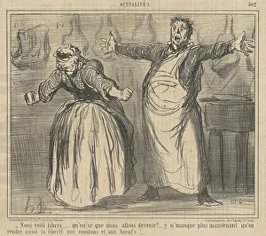 Butchers Prints: Nous voila libres... 19th century. Creator: Honore Daumier
