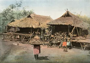 Villager Gallery: Nouvelle-Guinee. Karapuna. Village Indigene, (Papua New Guinea. Karapuna. Native Village), 1900