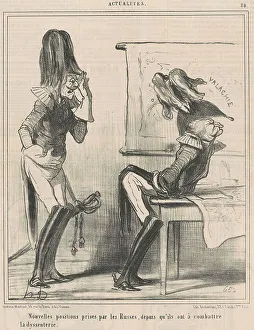 Bending Over Prints: Nouvelles positions prises par les russes... 19th century. Creator: Honore Daumier
