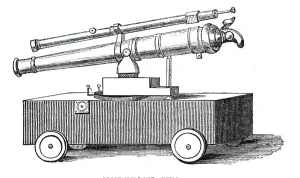 Novel experiments in warfare - non-recoil gun, 1844. Creator: Unknown