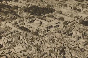 Bloomsbury Prints: Novel View of the British Museum Surrounded By The Massed Trees of Bloomsbury, c1935