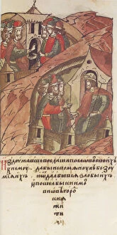 Novgorod veche. The Novgorodians invited Yaroslav II Vsevolodovich to rule over them. (From the Illu Artist: Anonymous)