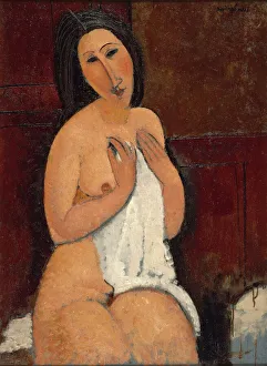 Modigliani Prints: Nu assis ala chemise, 1917. Creator: Modigliani, Amedeo (1884-1920)