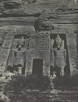 Monumental Prints: Nubie. Ibsamboul. Entree du Speos d Hathor, 1850. Creator: Maxime du Camp
