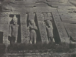 Pharaohs Gallery: Nubie. Ibsamboul. Partie septentrionale du Speos d Hathor, 1850