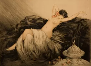 Erotic Art Gallery: Nude with Black Fur. Creator: Icart, Louis Justin Laurent (1888-1950)