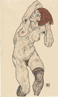 Nude in Black Stockings, 1917. Creator: Egon Schiele