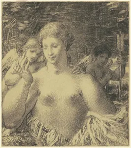 William P Prints: Nude with Cherubim, 1860s-1870s. Creator: William P. Babcock