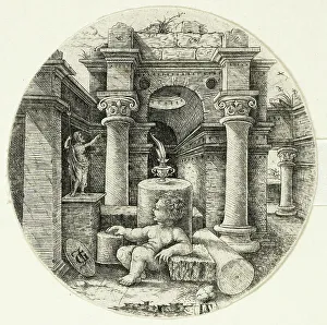 Capital Prints: Nude Child Seated, 1520/30. Creator: Jean de Gourmont