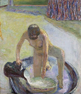 After The Bath Gallery: Nude Crouching in the Bathtub (Nu accroupi au tub), 1918. Creator: Bonnard, Pierre (1867-1947)