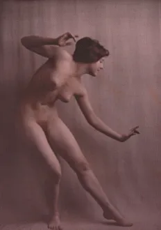 Leaning Forward Prints: Nude dancer, between 1906 and 1942. Creator: Arnold Genthe