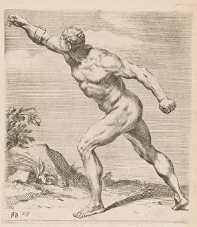 Gladiator Prints: A Nude Fighting Man, side view