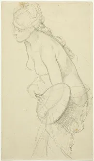 Graphite On Cream Wove Paper Prints: Nude Figure Holding a Fan, n. d. Creator: Unknown