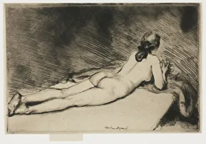 Lying On Front Prints: Nude Figure Lying Down, 1906. Creator: Theodore Roussel
