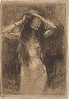 Images Dated 15th May 2021: Nude Girl Combing Her Hair, 1887. Creator: Paul Albert Besnard
