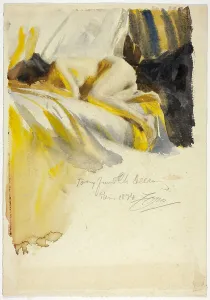 Zorn Anders Prints: Nude Lying On Bed, 1894. Creator: Anders Leonard Zorn