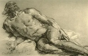 Nude lying down, the upper half of the body partly raised, 1752, (1928). Artist Nude lying down, the upper half of the body partly raised, 1752, (1928). Artist
