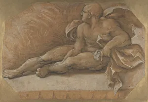 Nude Male Figure Seated on the Ground, ca. 1535-40. Creator: Amico Aspertini