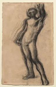 Nude Man Standing, with Left Hand Raised, c. 1900. Creator: Edgar Degas (French, 1834-1917)