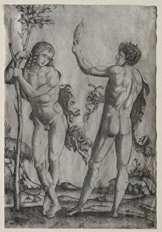 Two Nude Men Beside a Tree. Creator: Marcantonio Raimondi (Italian, 1470 / 82-1527 / 34)
