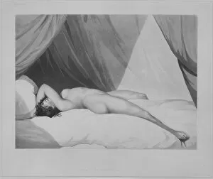 Recumbent Gallery: Nude Reclining on Curtained Bed [Emma Hamilton (?)], November 1, 1797