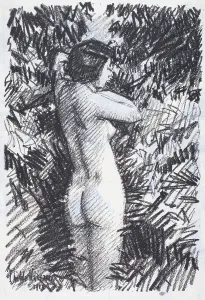 Frederick Childs Hassam Prints: Nude (recto), 1918. Creator: Frederick Childe Hassam