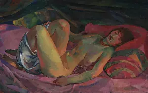 Nude on a Red Divan, 1914. Creator: Weisgerber, Albert (1878-1915)