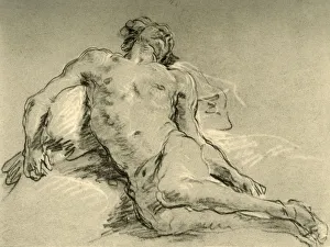 Nude resting, mid 18th century, (1928). Artist: Giovanni Battista Tiepolo Nude resting, mid 18th century, (1928). Artist: Giovanni Battista Tiepolo