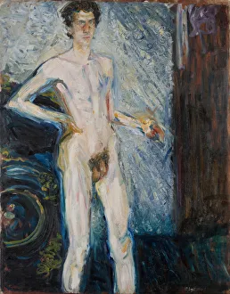 Richard 1883 1908 Prints: Nude Self-Portrait with Palette, 1908. Artist: Gerstl, Richard (1883-1908)