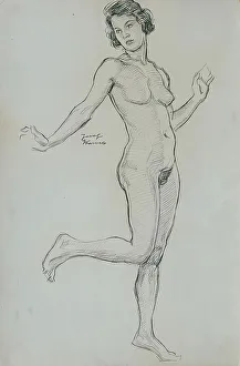 Pencil On Paper Prints: Nude study, 1925. Creator: Josef Wawra