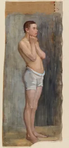 Topless Prints: Nude Study, Standing Boy, 1903. Creator: Maria Wiik