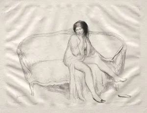 Nude Woman Seated on a Sofa. Creator: Jean Veber (French, 1868-aft 1907)