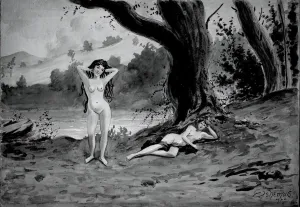 Watercolor And Pencil On Paper Prints: Two Nudes, 1900. Creator: Louis Michel Eilshemius