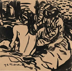 Two Nudes on a Bed (Isabella and a Younger Girl), c. 1906. Creator: Ernst Kirchner