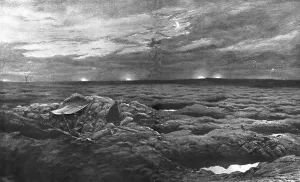 Shell Damage Prints: Nuit calme devant Douaument, en terrain reconquis, 1916. Creator: Unknown