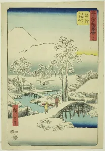 Numazu Shizuoka Chubu Japan Prints: Numazu: Mount Fuji and Mount Ashigara in Clear Weather after Snow